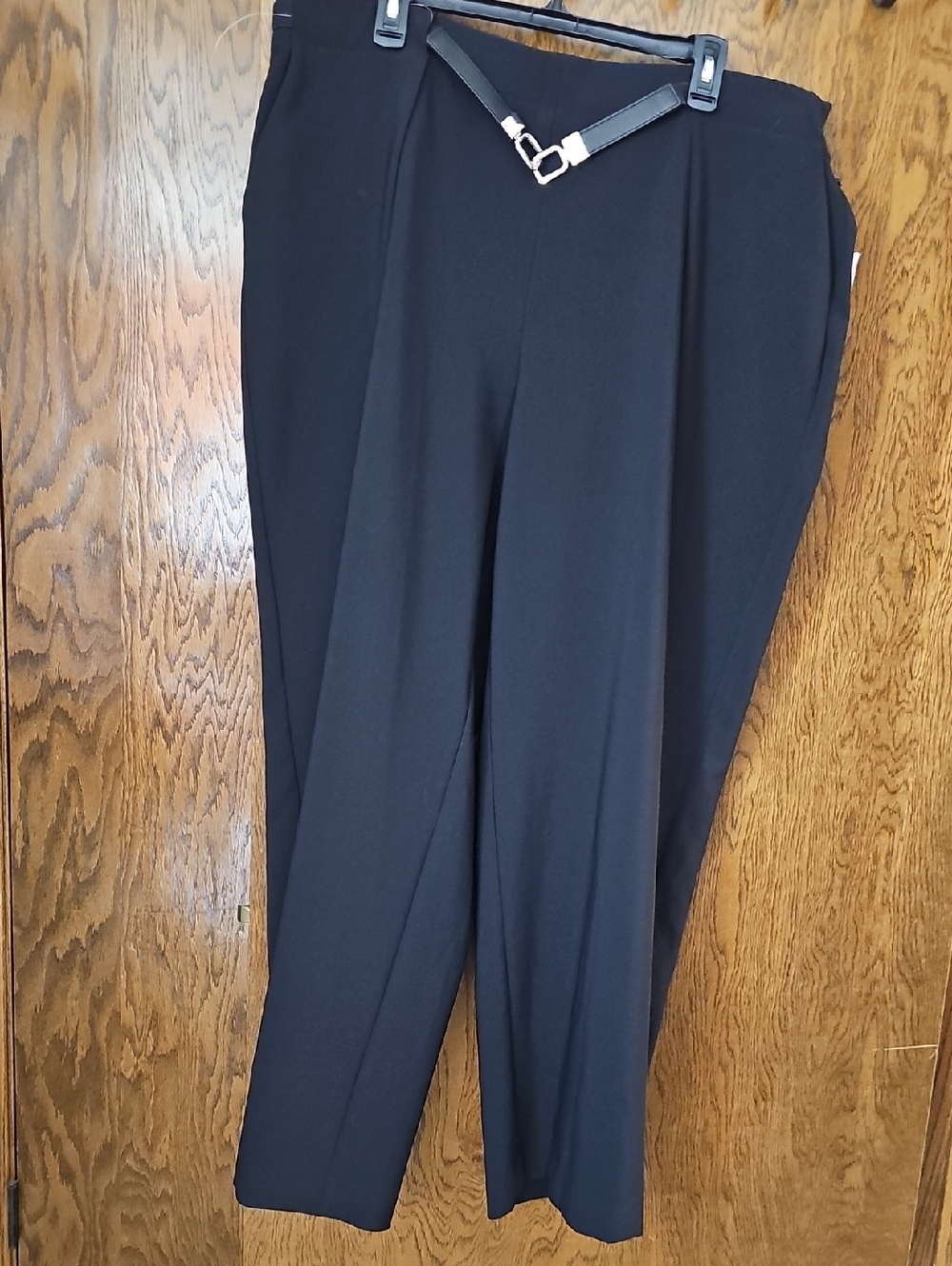 Anne Klein Black High-Waist Straight-Leg Trousers